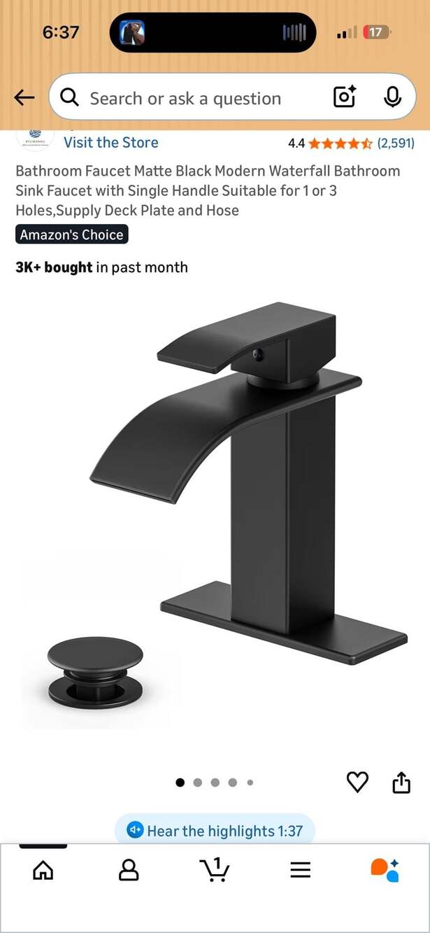 Matte Black Modern Waterfall Bathroom Sink Faucet with Single Handle